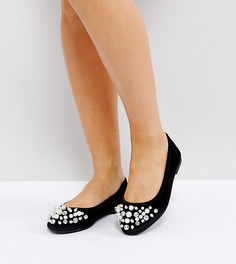 Декорированные балетки для широкой стопы ASOS LUELLA - Черный