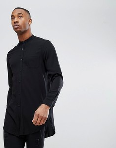Черная супердлинная вискозная рубашка классического кроя ASOS - Черный