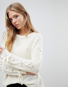 Джемпер с люверсами на рукавах Brave Soul - Кремовый