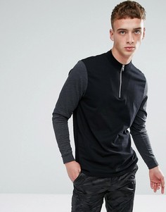 Свободный лонгслив с высоким воротом на молнии и контрастными рукавами ASOS - Мульти