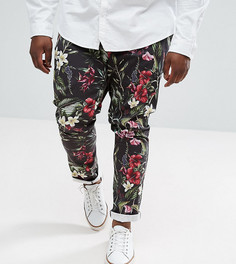 Супероблегающие брюки с цветочным принтом ASOS PLUS - Черный