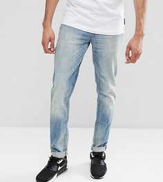 Выбеленные узкие эластичные джинсы с потертостями ASOS TALL - Синий