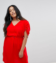 Чайное платье мини с эластичным поясом ASOS CURVE - Красный