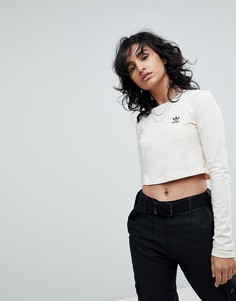 Телесный кроп-топ с длинными рукавами Adidas Originals - Бежевый
