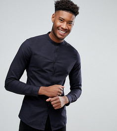Черная оксфордская рубашка скинни с воротом на пуговице ASOS TALL - Черный