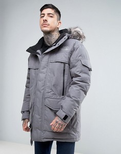 Серый пуховик со съемной меховой отделкой на капюшоне The North Face McMurdow - Серый