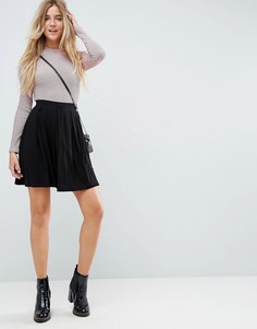 Расклешенная мини-юбка со складками ASOS - Черный