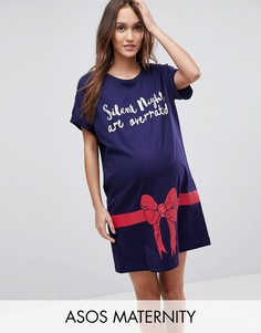 Футболка для сна в новогоднем стиле ASOS MATERNITY EXCLUSIVE - Мульти