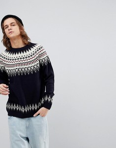 Темно-синий джемпер с добавлением шерсти ASOS - Темно-синий