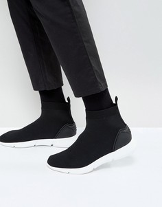 Черные трикотажные кроссовки-слипоны с манжетой в стиле носка ASOS - Черный