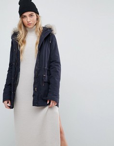 Парка с отделкой искусственным мехом Parka London Alana - Черный