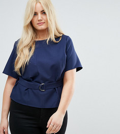 Топ с пряжкой и карманом ASOS CURVE - Темно-синий