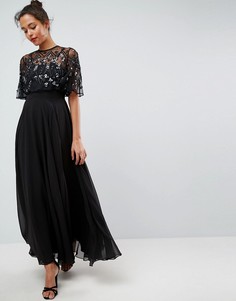 Платье макси с вышивкой ASOS - Черный