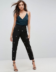 Брюки узкого кроя с отделкой ASOS - Черный