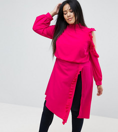 Удлиненная блузка с оборками ASOS CURVE - Розовый