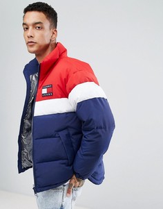 Трехцветная дутая куртка в стиле 90-х Tommy Jeans - Темно-синий