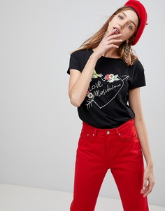 Футболка с принтом Love Moschino Birds And The Bees - Черный
