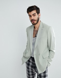 Зеленый приталенный двубортный блейзер ASOS - Зеленый