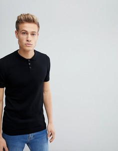 Черная обтягивающая трикотажная футболка-поло ASOS - Черный
