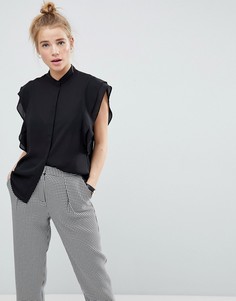 Блузка с оборками на плечах ASOS - Черный