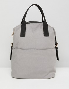 Парусиновый рюкзак с молнией и двумя ручками ASOS - Серый
