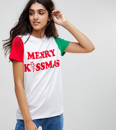 Футболка с принтом Merry Kissmas ASOS TALL CHRISTMAS - Белый