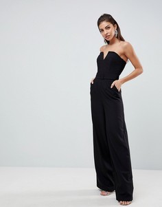 Комбинезон со структурированным лифом и широкими штанинами ASOS - Черный