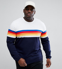 Бело-синий джемпер с разноцветными полосками ASOS PLUS - Мульти