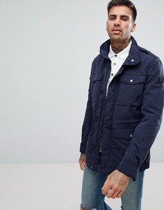 Темно-синяя нейлоновая куртка с четырьмя карманами BOSS Casual - Темно-синий
