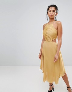 Платье миди с вырезом Keepsake Elevate - Золотой