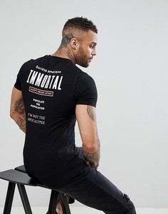 Обтягивающая футболка с принтом Immortal на спине ASOS - Черный