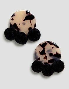 Серьги ограниченной серии черепаховой расцветки с помпонами - Мульти Asos