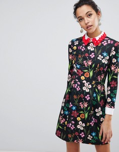 Короткое приталенное платье с декорированным воротником Ted Baker Tillena - Мульти