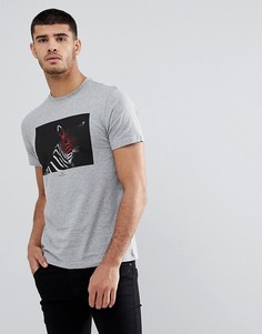Серая меланжевая футболка узкого кроя с принтом зебры PS Paul Smith - Серый