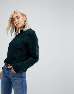 Вязаный джемпер с косами New Look - Зеленый