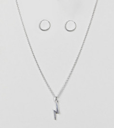 Серебряные серьги-кольца и ожерелье с подвеской-молнией ASOS - Серебряный