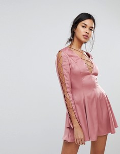 Блестящее платье мини с вырезами Finders - Розовый