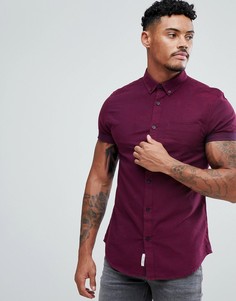 Бордовая оксфордская рубашка узкого кроя River Island - Красный