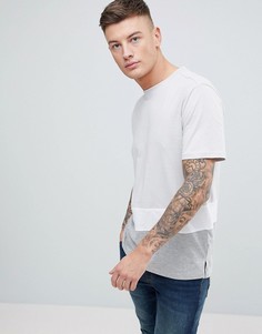 Светло-бежевая футболка в стиле колор блок New Look - Серый