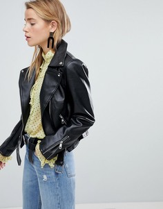 Байкерская куртка из искусственной кожи New Look - Черный