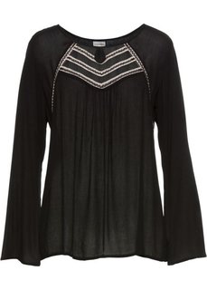 Блузка с вырезами (черный) Bonprix