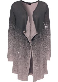 Кардиган с люрексом (серый/розовый с рисунком) Bonprix