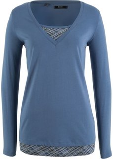 Футболка 2 в 1 с длинным рукавом (синий) Bonprix