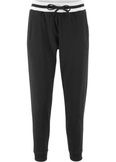 Брюки трикотажные в полоску (черный) Bonprix