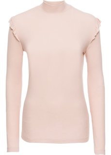 Футболка с воланами (бежевый матовый) Bonprix