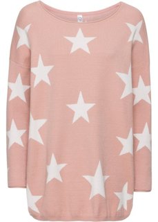 Вязаный пуловер (винтажно-розовый/белый) Bonprix
