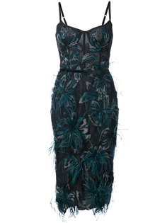 платье с цветами и перьями Marchesa Notte