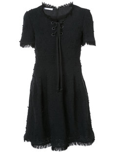 short sleeve cord lace up dress Oscar de la Renta
