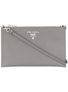 клатч с бляшкой с логотипом Prada