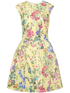 кружевное структурированное платье с цветочным узором Monique Lhuillier